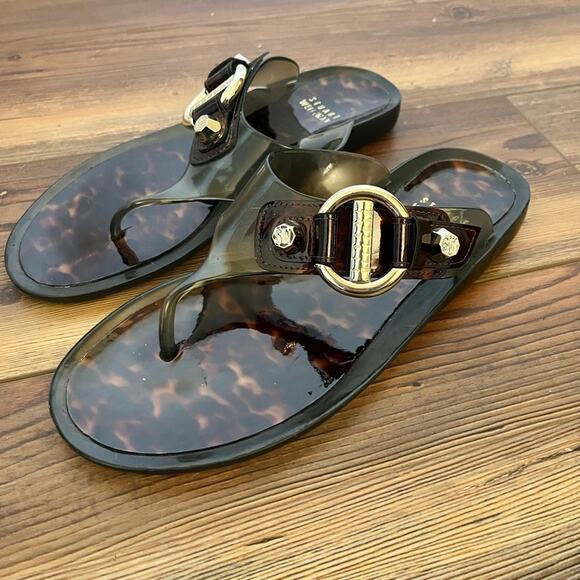 Stuart Weitzman Brown tortoise shell jelly sandals size 7 - Picture 2 of 7